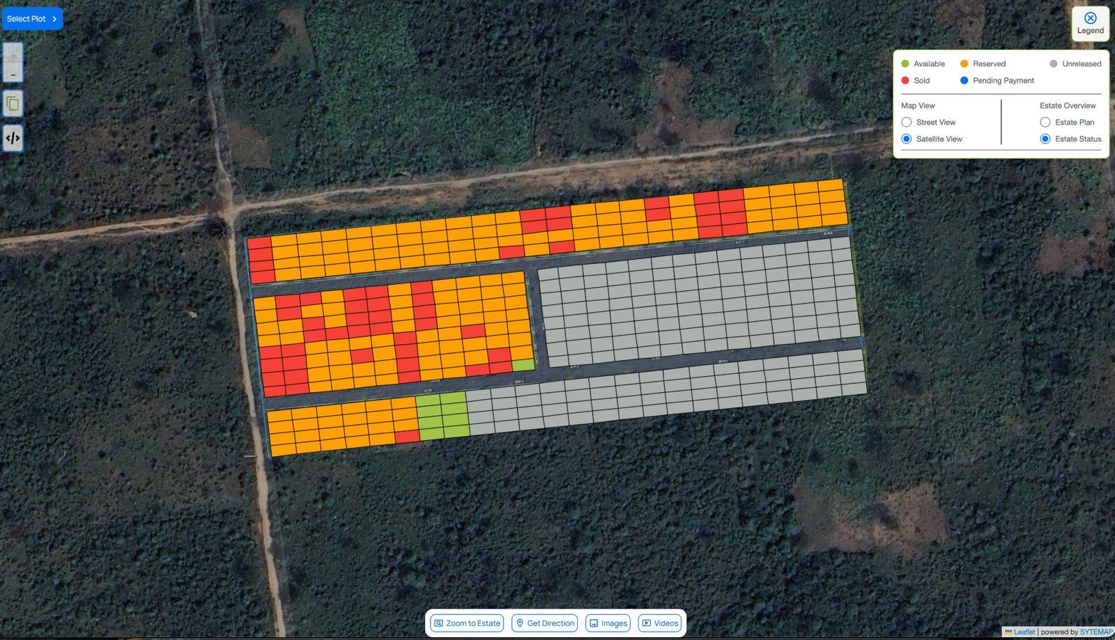 The Sytemap estate map with plots coloured by status
